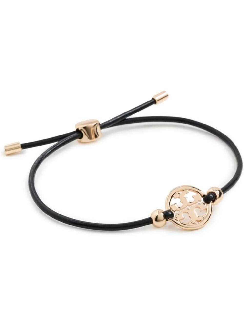 Tory Burch Women’s Gold Black Icon Slider Designer Gold Tone Adjustable Bracelet